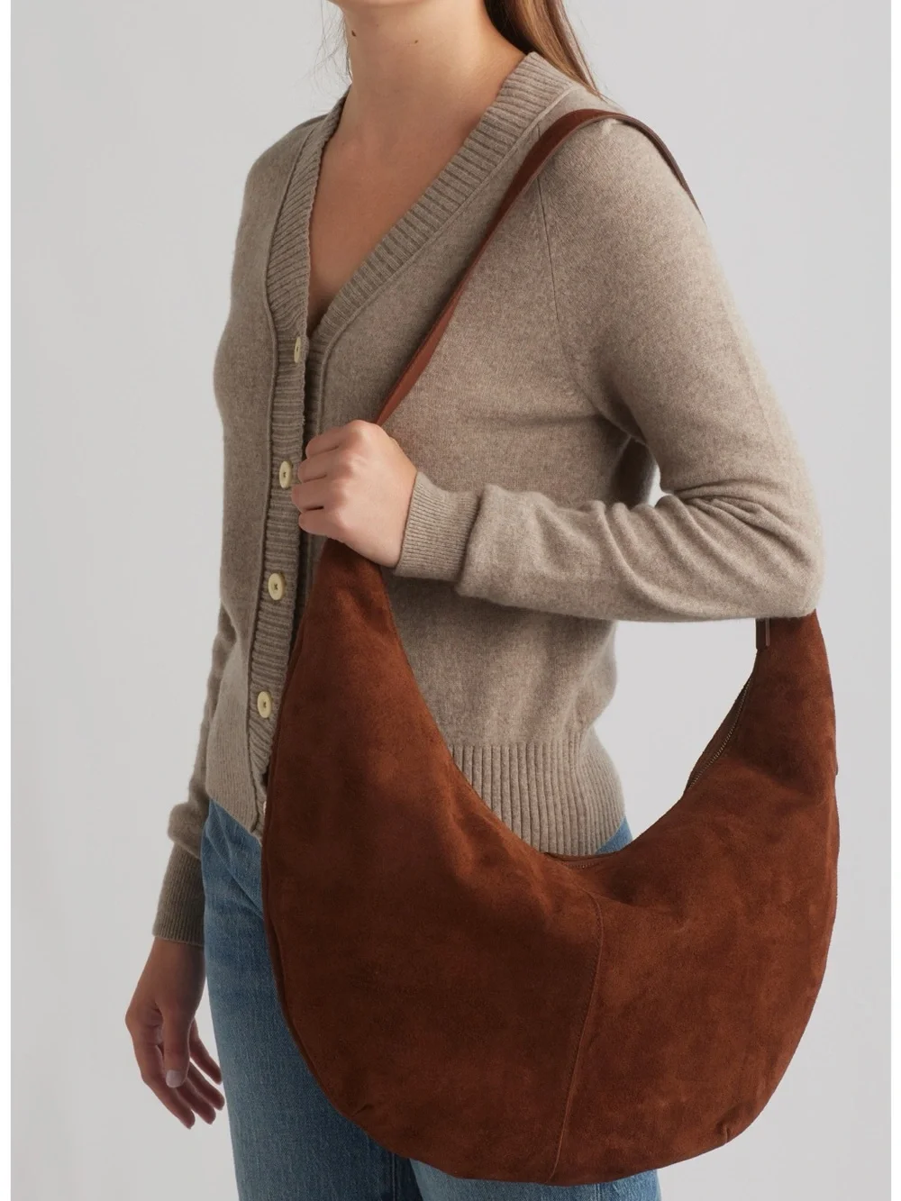 NWT- Madewell Chestnut Suede Crescent Crossbody